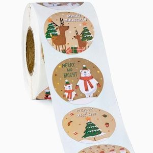 Christmas Stickers 2x2 Circle 504 Pieces Great for Crafts Gift Santa Reindeer